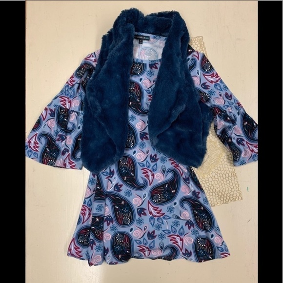 My Michelle girls boho dress 2pc set NWT BLUE